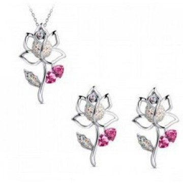 2015 Vente chaude de bijoux en cristal rose collier à bas prix